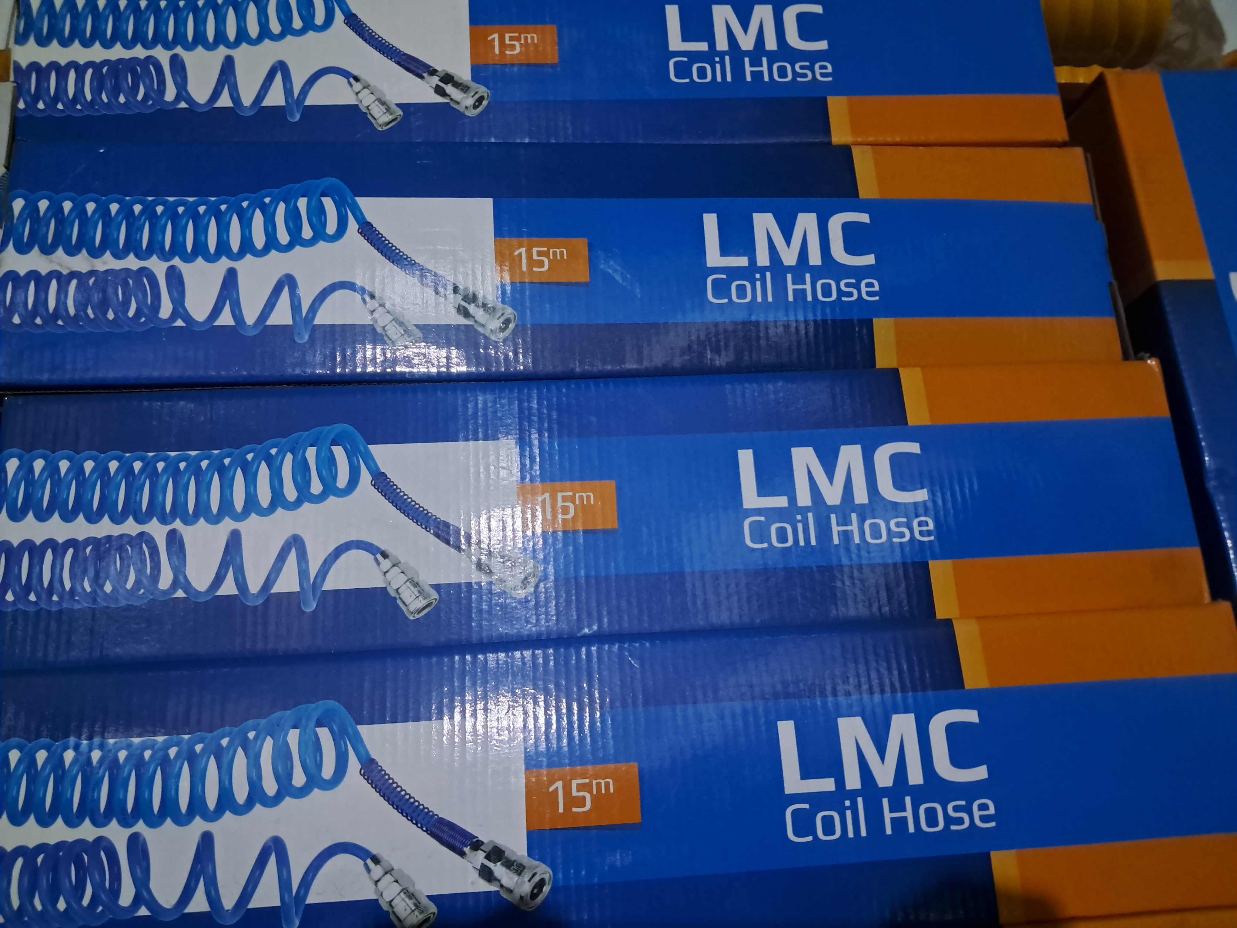 شیلنگ باد فنری 15 متری LMC پلی یورتان PU با اتصال کوپلینگ دوسر